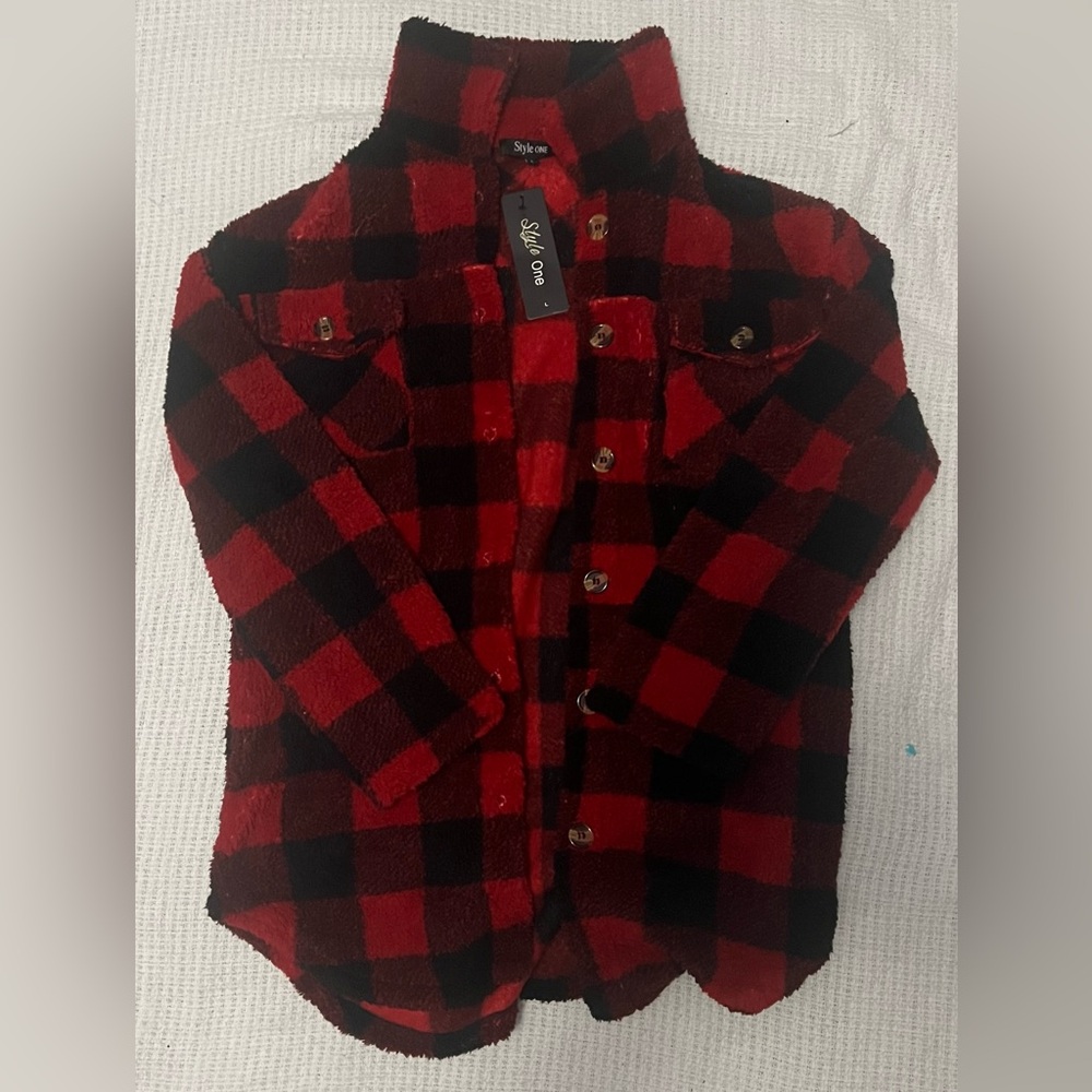 Plaid Red and Black Utility Jacket